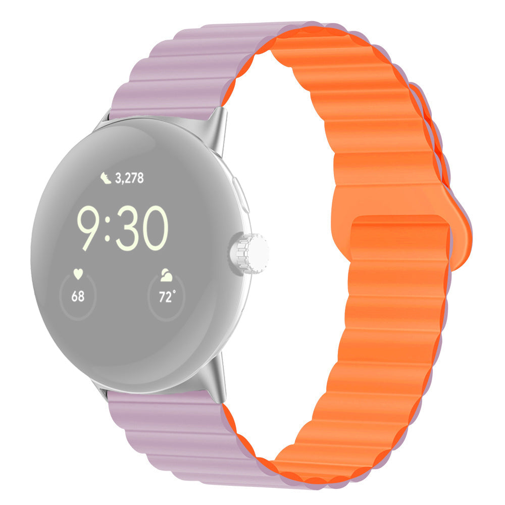 For Google Pixel Watch 2 Pixel Watch Dual-Color Silicone Replacement Strap 20mm Adjustable Magnetic Closure Watch Band For Google Pixel Watch 2 Pixel Watch Dual-Color Silicone Replacement Strap 20mm Adjustable Magnetic Closure Watch Band